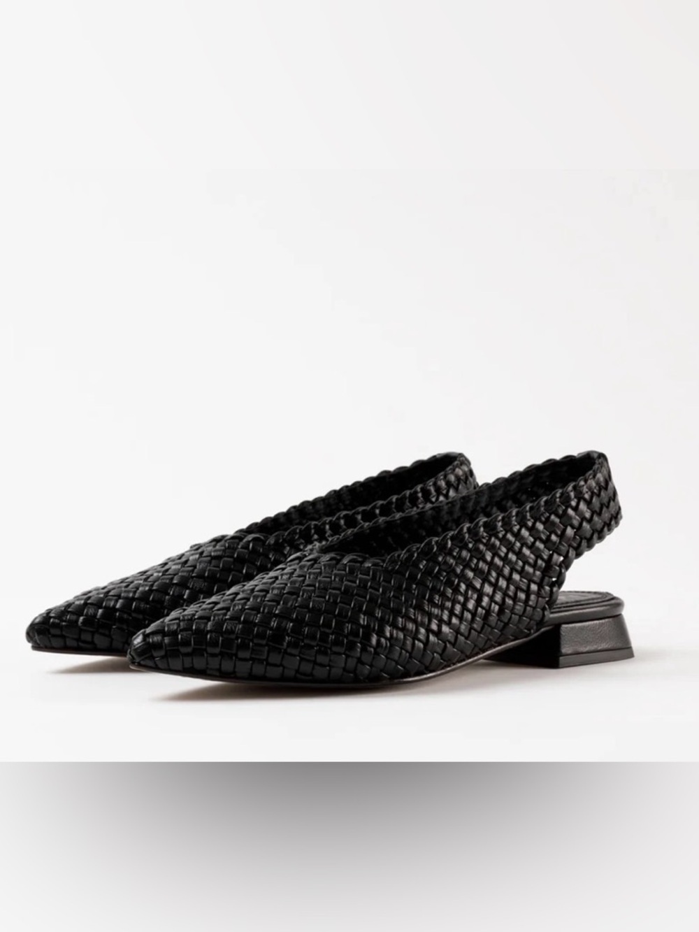 Italian Made Black Woven Leather Flat Shoes 41